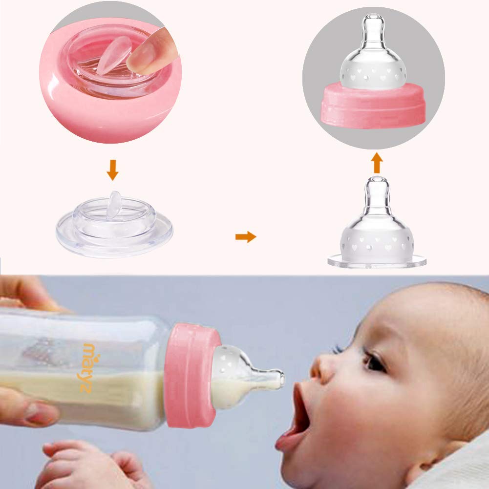 Matyz 4-PACK Breast Milk Collection And Storage Bottles (Pink, 6oz Each) - No BPA Breastmilk Storage Containers With Lids - Pumping Storage Bottles For Philips Avent Medela Spectra Breast Pumps