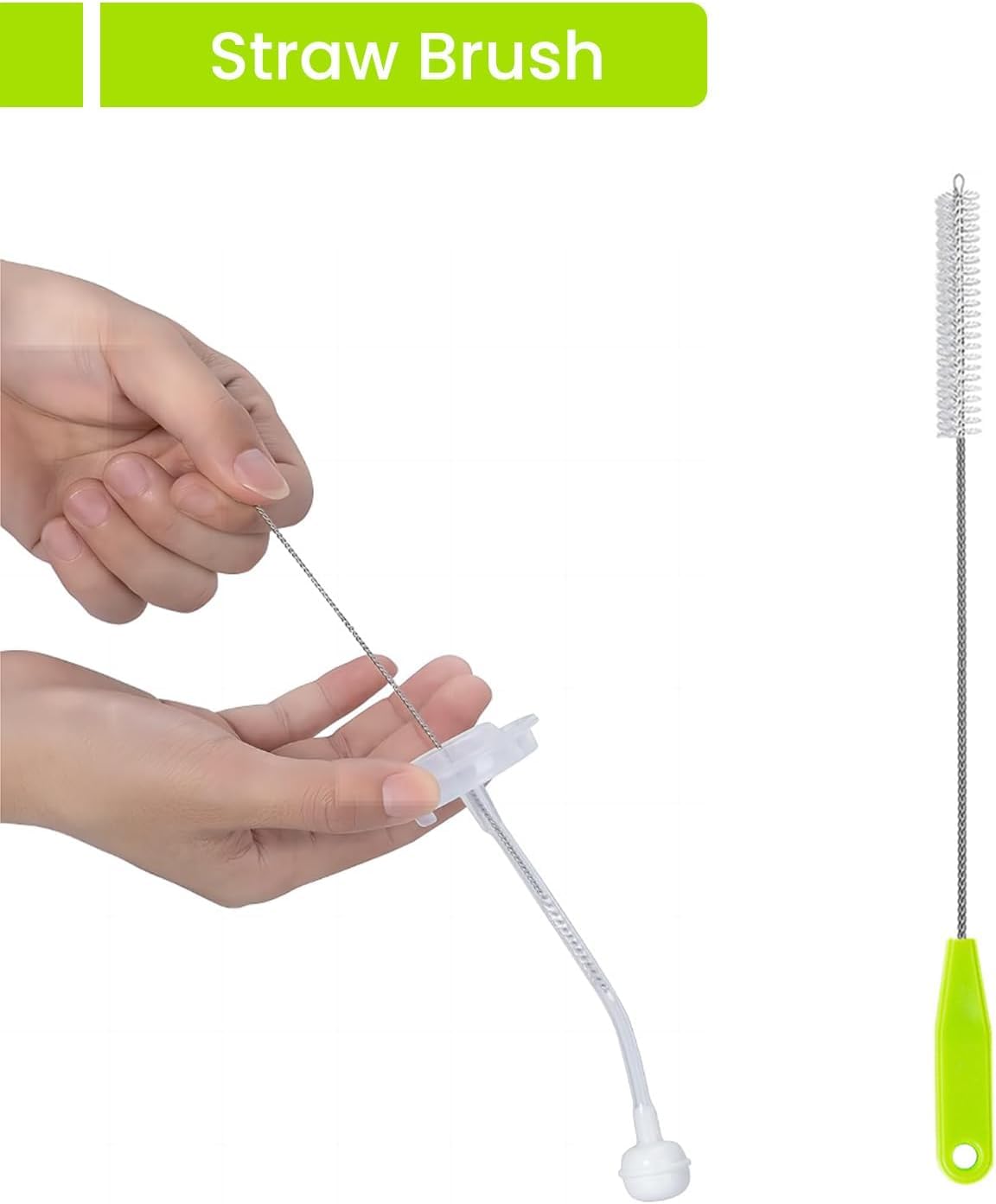 4-in-1 Baby Bottle Brush Set, Bottle Brush Cleaner, Bottle Cleaner Brush Set, Including Nylon Bottle Brush, Bottle Cap Brush, Straw Brush, Nipple Brush, BPA-Free (Green)