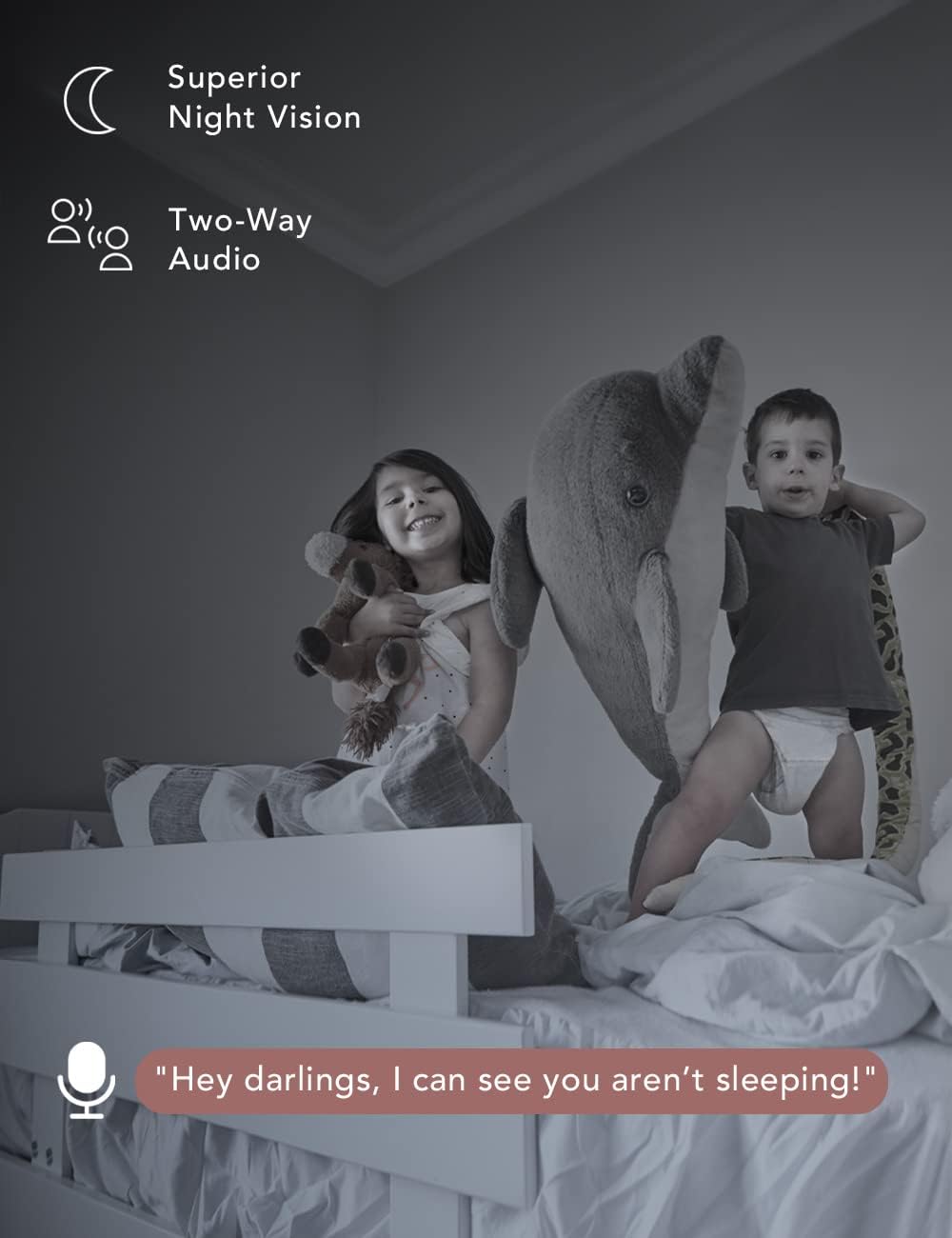 nooie Baby Monitor with Camera 2 Pack,WiFi Baby Monitor Camera,360-degree1080P,Smart Baby Camera with Motion Tracking,Night Vision,Two Way Audio&Sound Detection,Works with Alexa,SD Card and Cloud