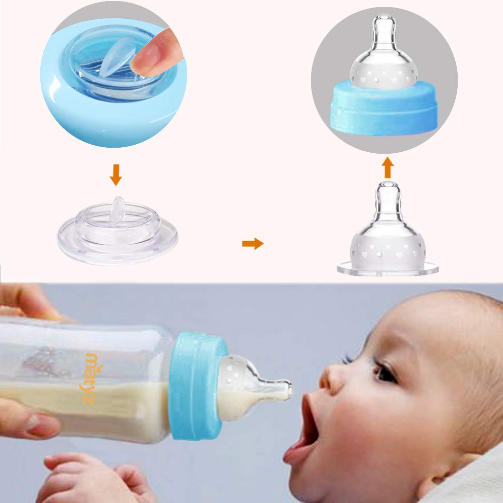 Matyz 6-PACK Breast Milk Storage Bottles (8 Ounce, 3 Colors) - Wide Neck Breastmilk Collection and Storage Bottle - Formula Storage Bottles Compatible With Medela Avent Spectra Pumps