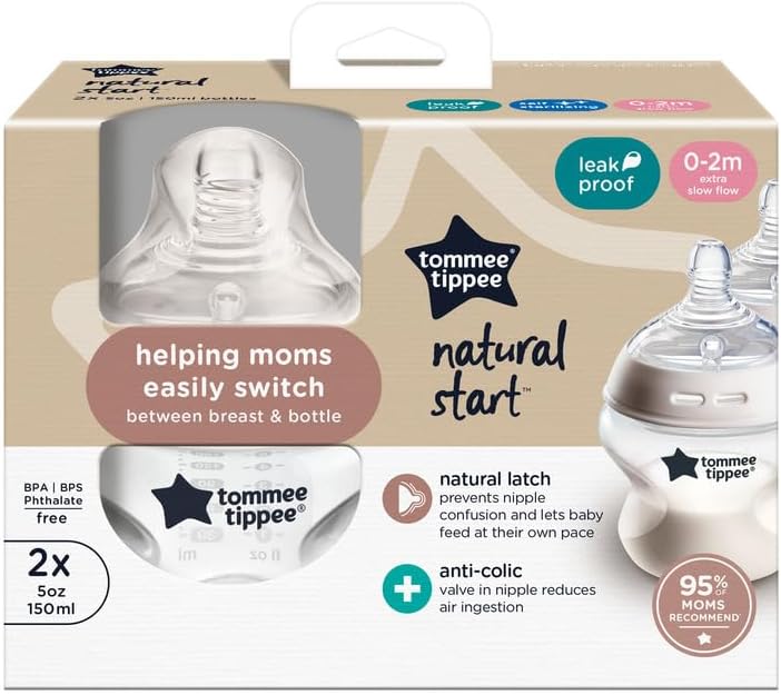 Tommee Tippee Easiwarm Bottle Warmer, Warms Breast Milk and Formula Bottles, Automatic Timer, One-Dial Operation+ Natural Start Anti-Colic 5 oz BPA Free Newborn Bottles, Slow Flow Breast-Like Nipple