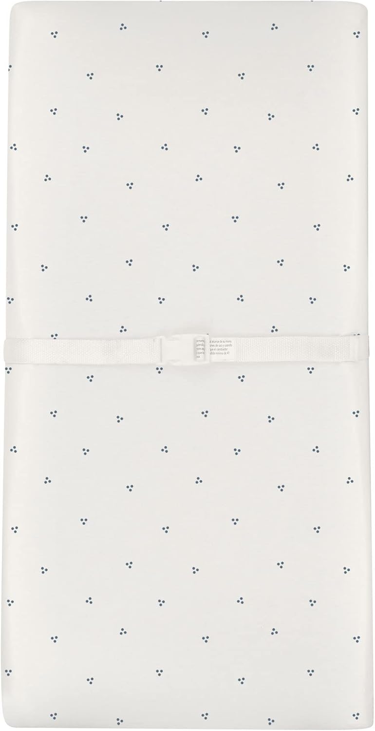 Ely's & Co. Patent Pending Waterproof Changing Pad Cover Sheets, 100% Cotton with Waterproof Lining – 2 Pack Fitted Cradle Sheet Set, Berry and Cluster Dot (Blue) 34” x 17”