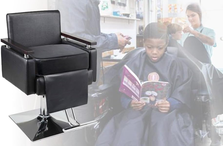 Salon Booster Seat Cushion for Hair Cutting Salon Leather Pads Large Size, Boat Booster Seat Cushion, Styling Chair Seat Booster, Barber Beauty Salon Spa Equipment Black