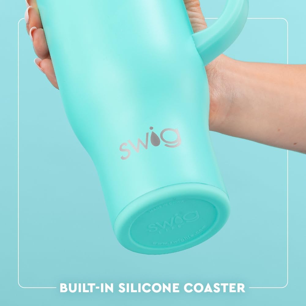 Swig Life 30oz Mega Mug, 30oz Tumbler with Handle and Straw, Large Insulated Tumblers, Cup Holder Friendly Travel Mug, Stainless Steel 30 oz Tumbler, Reusable Insulated Water Bottle (Sweet Pea)