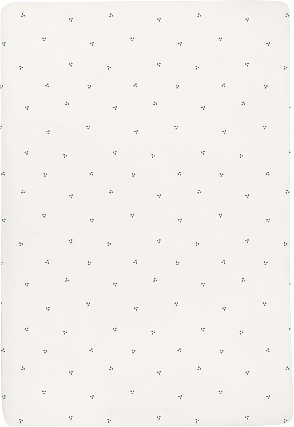 Ely's & Co. Patent Pending Waterproof Pack and Play Sheets, 100% Cotton with Waterproof Lining – 2 Pack Fitted Mini Crib Sheet Set, Berry and Cluster Dot (Blue) 38” x 24”