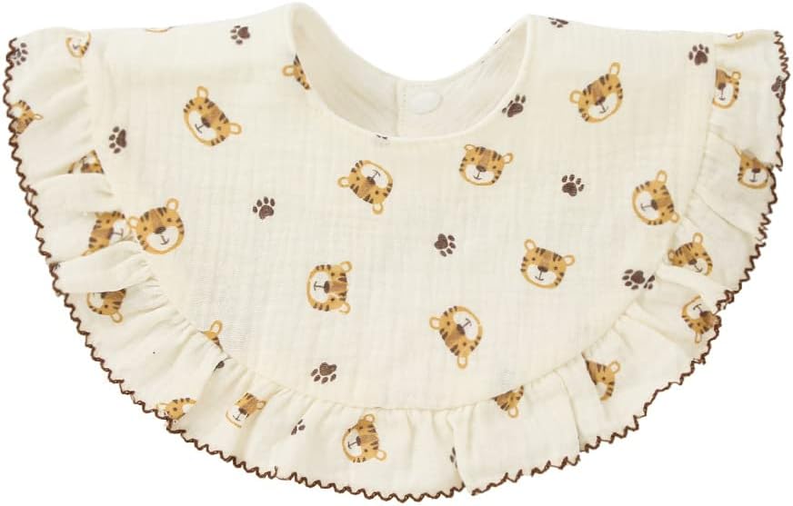 Nishine 4 pcs Unisex Baby Muslin Bandana Drool Bibs 360 Degree Rotatable Cotton Teething Feeding Drooling Bibs for Boy Girl