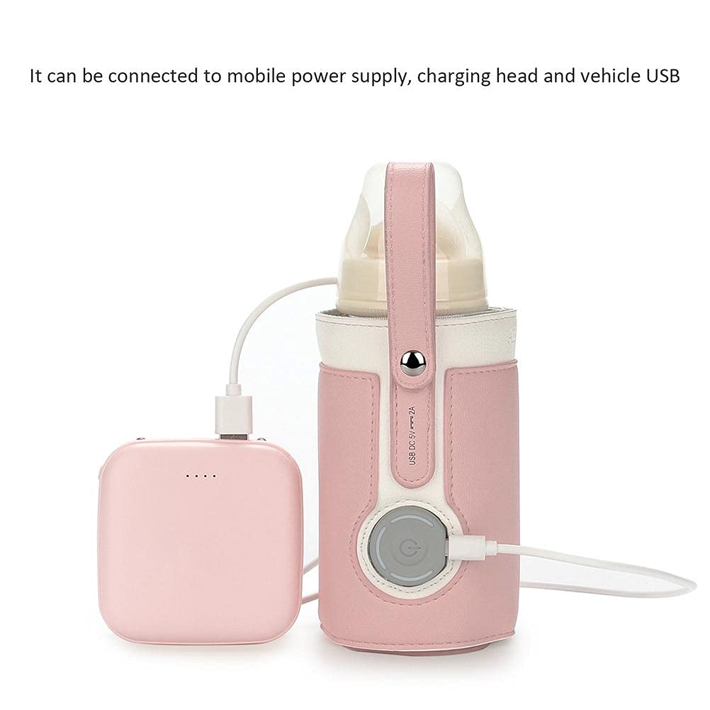 FTVOGUE Bottle Warmer Bag 3 Temperature Adjustable Portable Baby Bottle Warmer for Connecting to Mobile Power