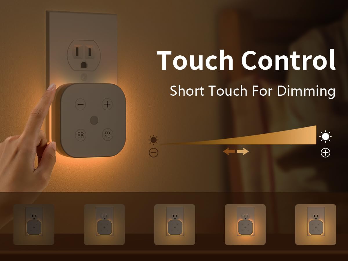 2 Pack Very Dim Sleep Night Lights Plug into Wall, Sleep Light for Kids and Adult, Bedroom Night Light, Light Sensor, LED, Dimmable, Warm Soft Light Plug in Night Light