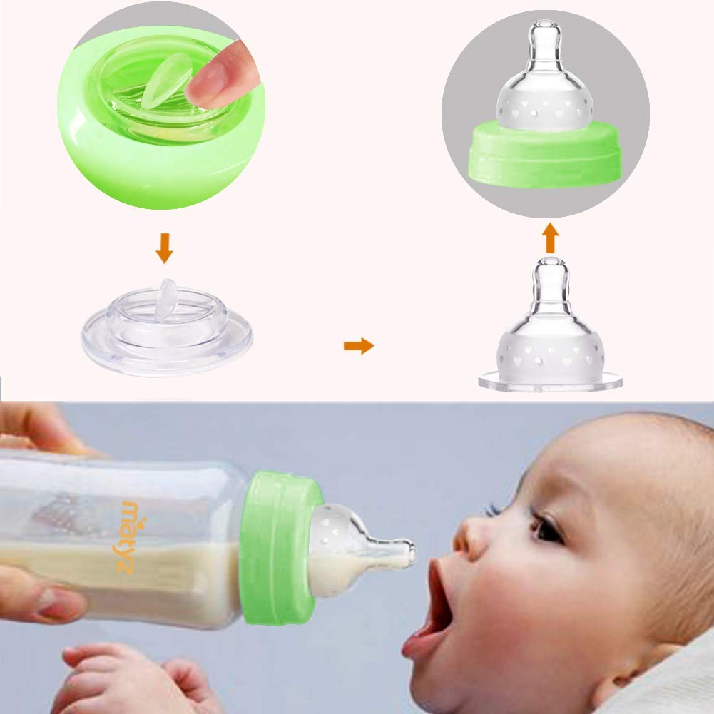 Matyz 4-PACK Breastmilk Storage Bottles With Lids (Green, 8oz Each) - Wide Mouth Breastmilk Collection Storage Bottle - Leakproof Breast Pump Bottle for Spectra Medela Philips Breast Pumps