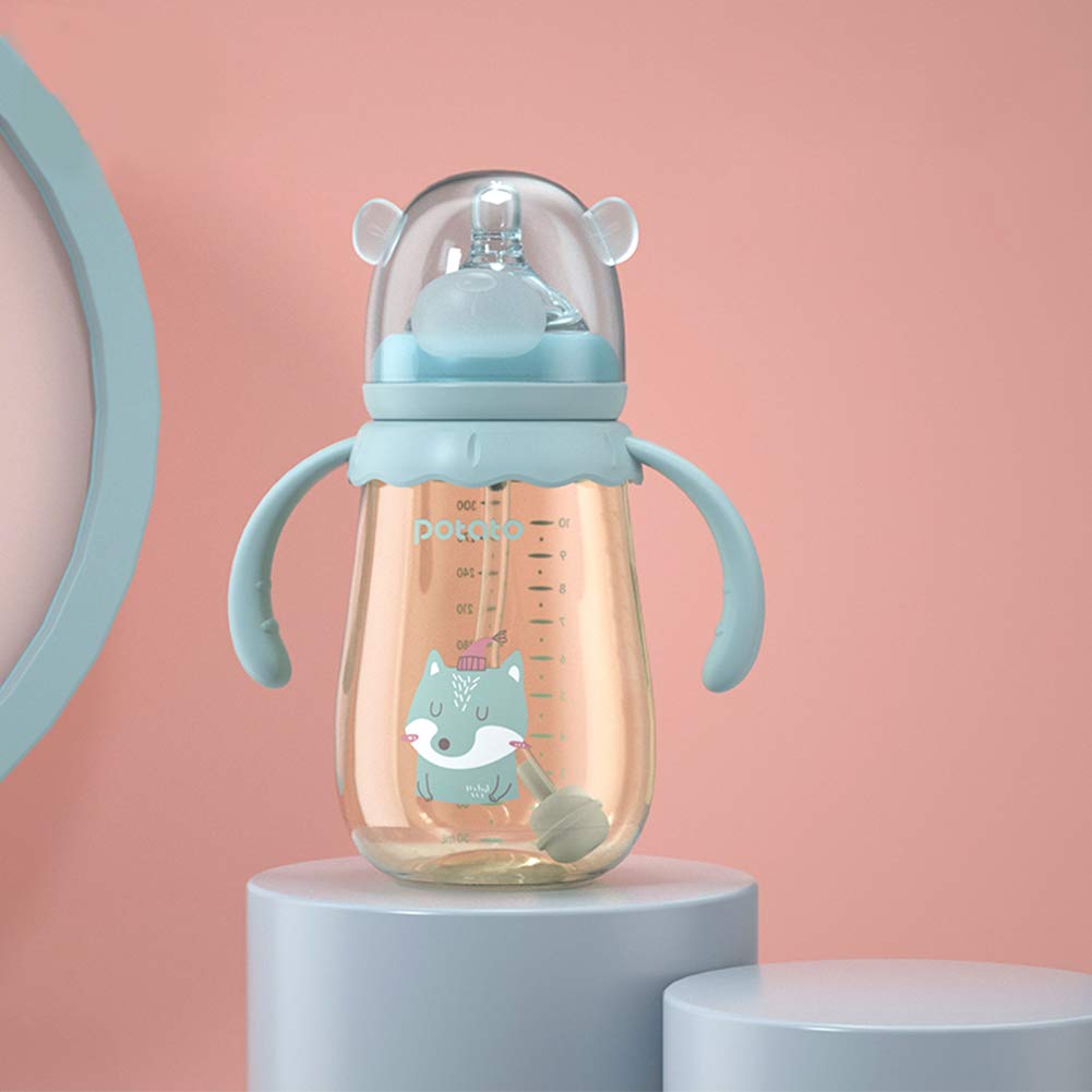 POTATO Baby Bottles PPSU Baby Feeding Bottle 10 oz Anti-Colic Bottles with Silicone Nipples Breastfeeding Bottles for Babies & Toddlers - Blue