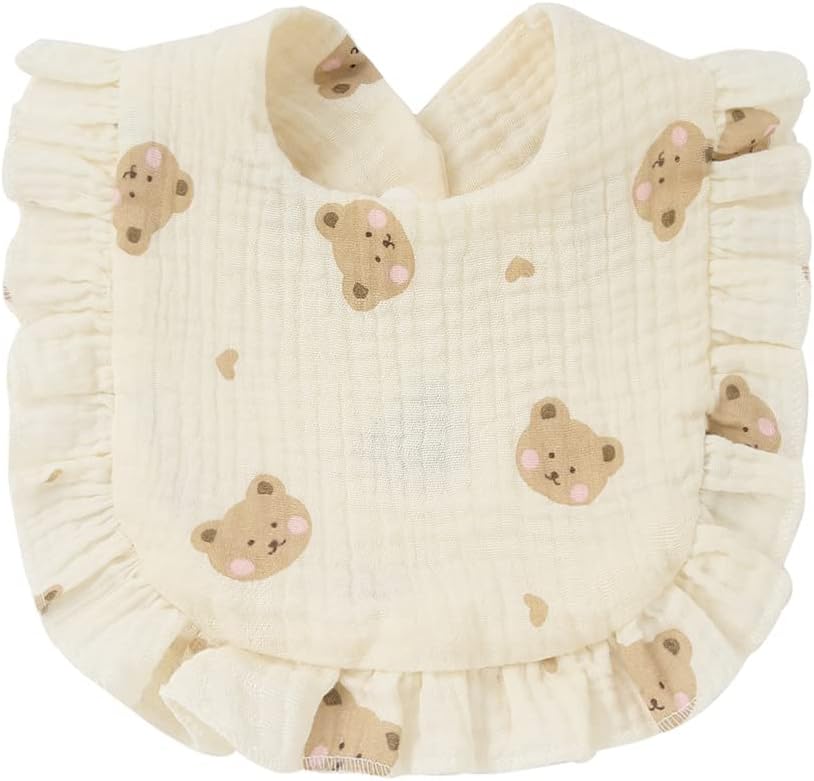 4 PACK Solid Muslin Baby Drool Bibs Set for Unisex Boys Girls Cotton Adjustable Teething Feeding Drooling Bibs