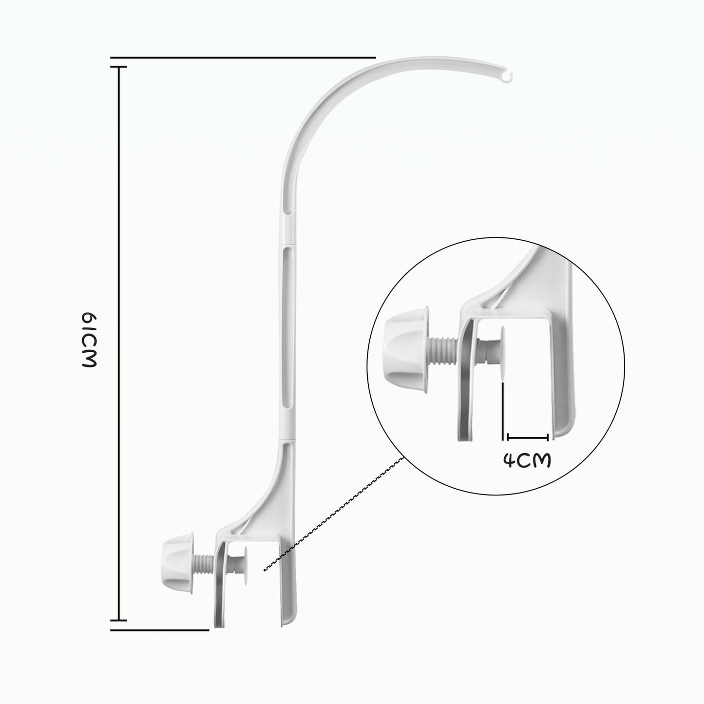 24 inch Crib Mobile Bed Bell Frame arm Bracket, Double nut Screw Fixing Frame -DIY Toy Decoration Bracket(Wind Chime-1)