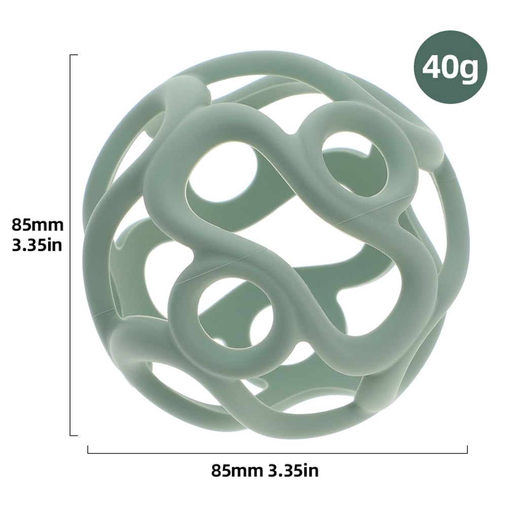 Silicone Teething Ball Toy, Tactile Sensory Ball Toy for Babies, Easy to Hold Design, Stretchy, Squisly, Soft (Moody Blue)