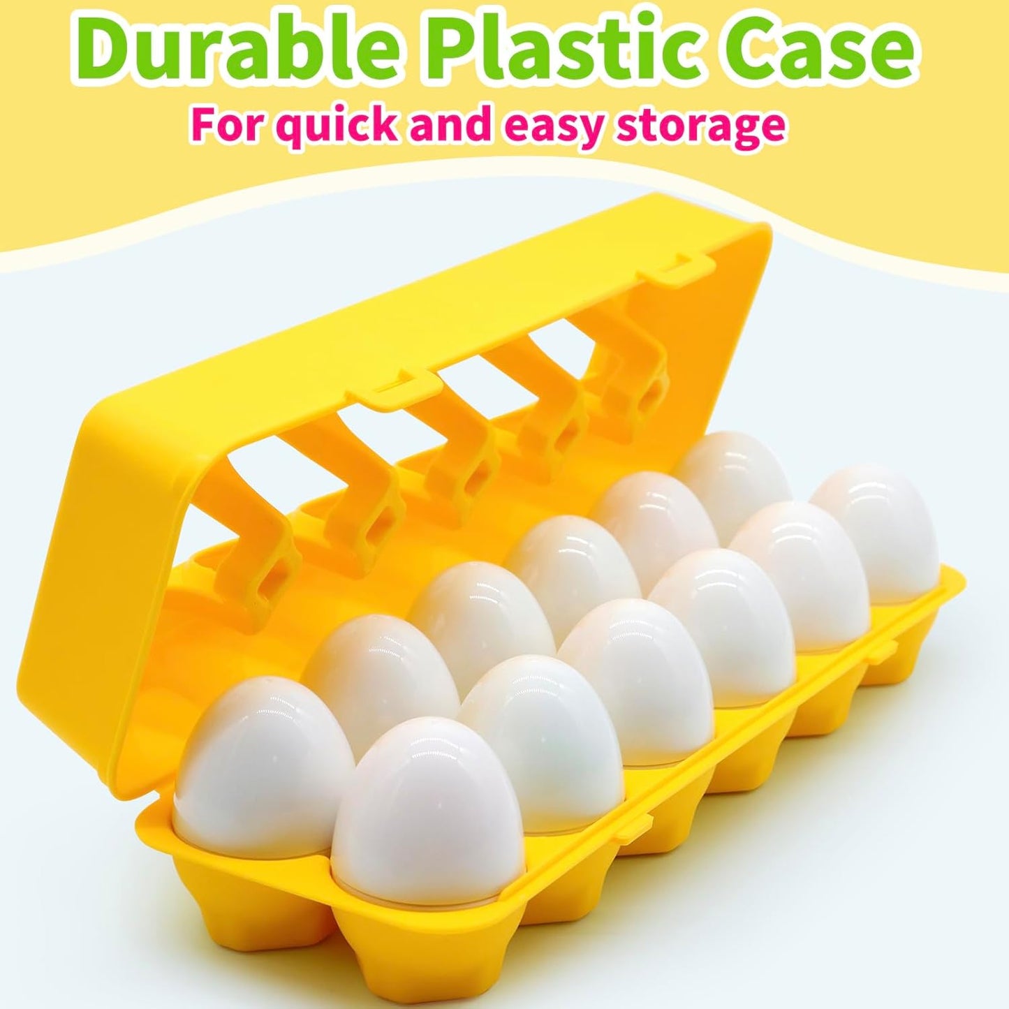 Matching Eggs for Toddlers 1-3, 12 Pcs Set Shape Sorter Puzzle Color Sorting Learning Fine Motor Skills Game, Sensory Educational Montessori Toys Gift for 1 2 3 Year Old Kids Baby Boys Girls