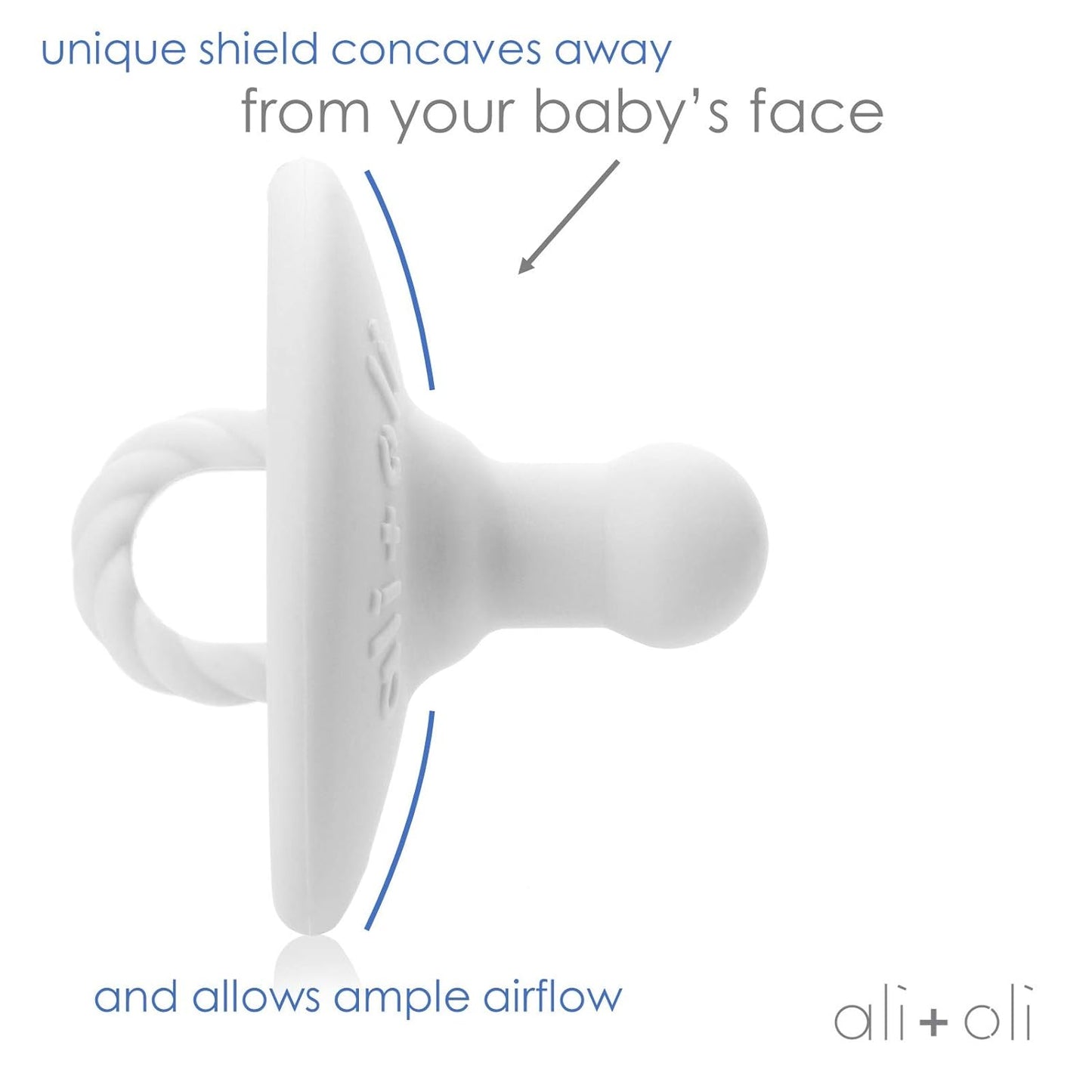 Ali+Oli Pacifier for Baby (2-pk) Set Daisy Flower Scallop (Pink-White) Concaved Shield Newborn Pacifiers, BPA-Free Silicone Baby Pacifier Set, Baby Binkies, Chupones para Bebes