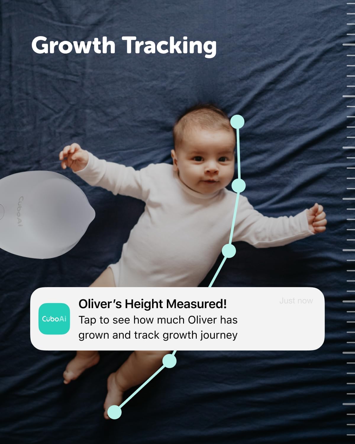 CuboAi 2025 New Model Sleep Safety Bundle, Safety Alerts & Breathing Motion Detection, 2.5K QHD Night Vision WiFi Baby Monitor Camera, 2-Way Audio, Temp & Humidity Sensor, Lullabies, App Control