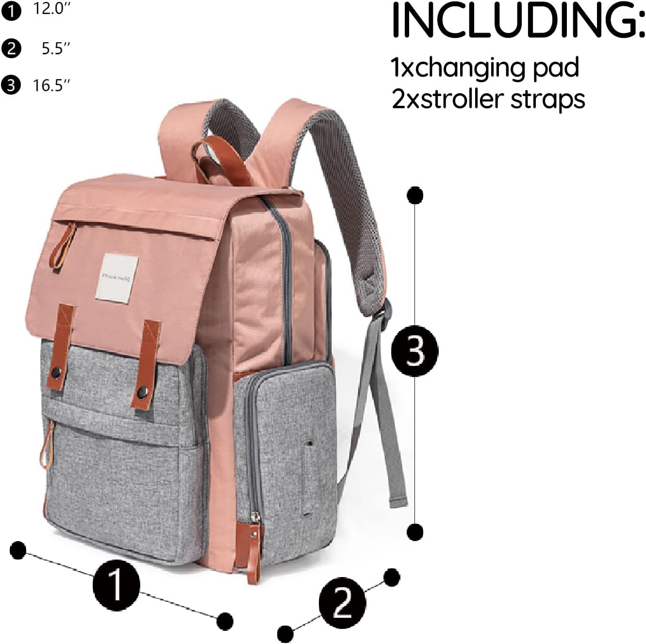 Frank Mully Diaper Bag Backpack Large Multifunction Travel Baby Bag for Mom Dad Pink1