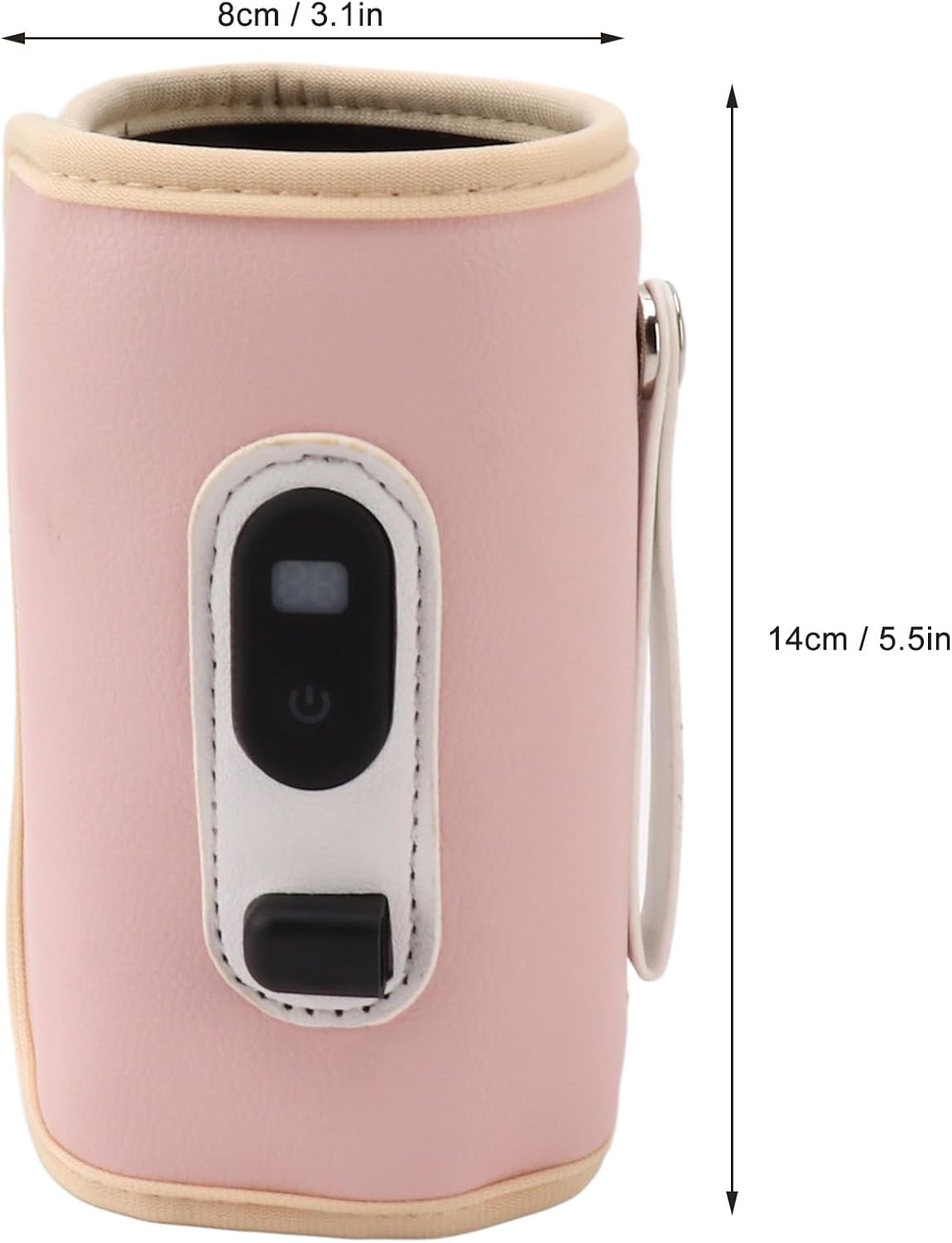 Portable Baby Bottle Warmer, 5 Temperature Adjustable USB Breastmilk Bottle Heater with USB Cable for Travel Baby Feeding on The Go(Pink)