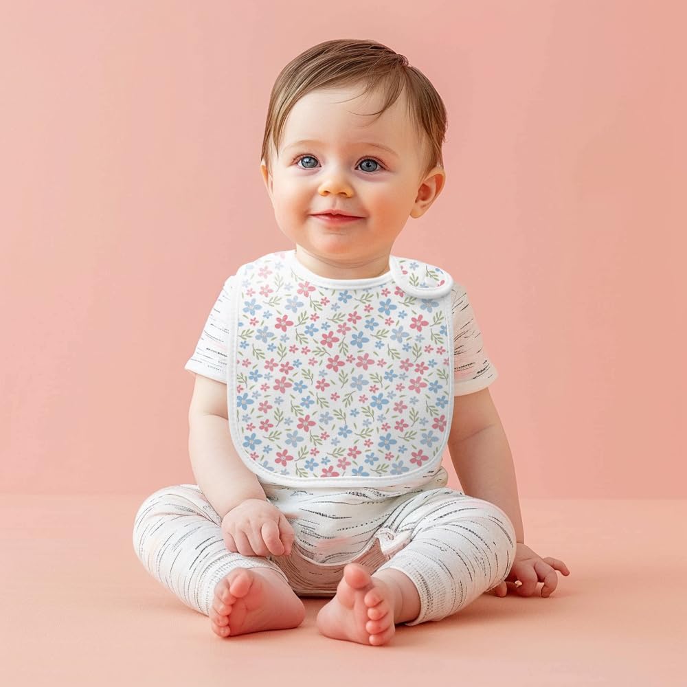 8 Pack Baby Bibs Unisex Adjustable with Snaps Ultra Soft Absorbent Drooling Teething for Boys and Girls