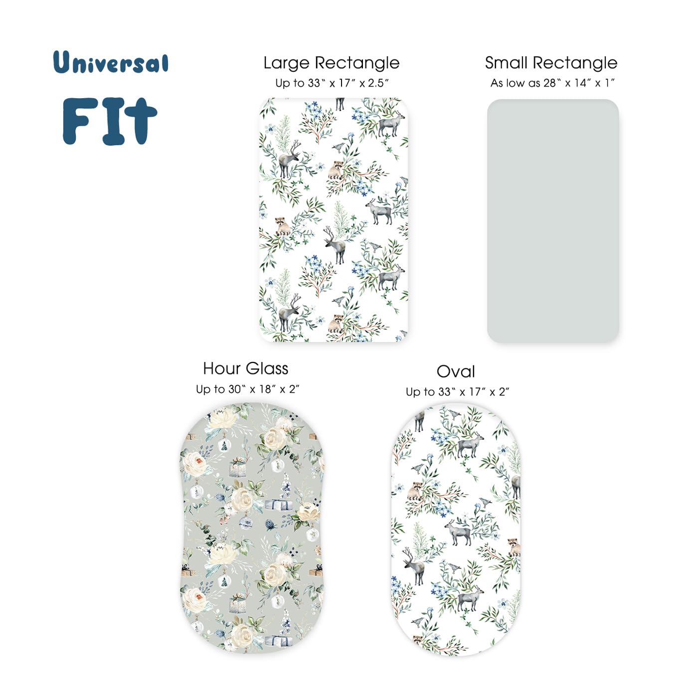 Stretchy Ultra Soft Fitted Bassinet Sheet Set 3 Pack, Universal Fit for Bassinets Baby Cradle Moses Basket Oval Rectangle Mattress Safe and Snug, Stylish Print