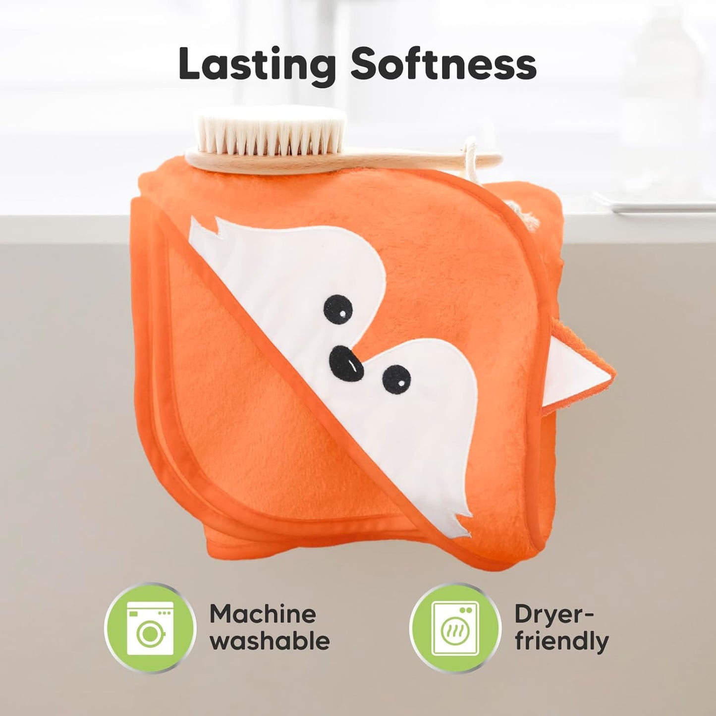 KeaBabies Hooded Baby Towel for Newborn - Viscose Derived from Bamboo Large Baby Bath Towels with Hood for Boys, Girls, Toddler, Extra Absorbent & Soft Newborn Bath Essentials (Fox, Regular)