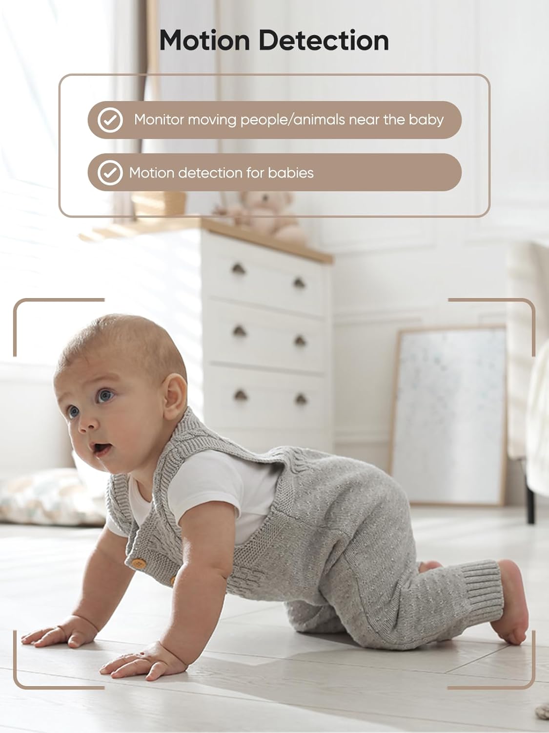bonoch 1440p Baby Monitor with Camera and Audio, Smart No WiFi Baby Camera, 5.5" Video Monitor, AI Crying/Motion/Turn Over Detect, 240h Lasting, Hack Proof, Auto Night Vision, VOX Mode, White Noise