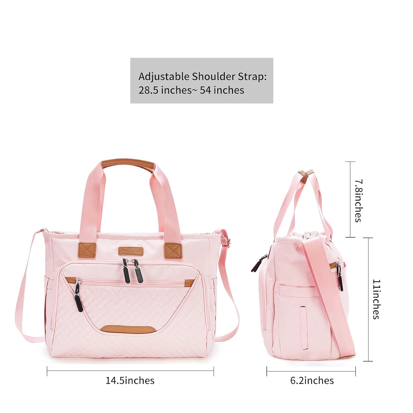 Diaper Tote Bag for Women, Baby Bags with 15.6 Inch Laptop Compartment, Travel Diaper Bag with Insulated Pocket Ideal for Baby Registry (Pink)