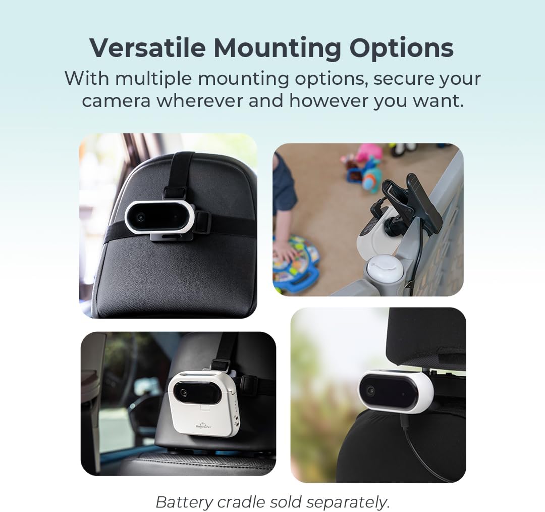 Tiny Traveler 5” HD Touch Screen Baby Car Monitor – Hackproof, No WiFi Baby Camera for Travel Home – Rear-Facing Car Seat Monitor with Night Vision Headrest or Clamp Mount Baby Reminder Alert White