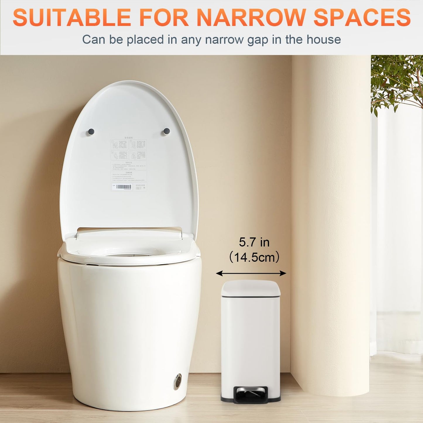 PayLessHere 1.3 Gallon Trash Can Kitchen Trash Can Stainless Steel Trash Can Garbage Can with Removable Plastic Inner Bucket Lid Foot Pedal for Home Kitchen Bedroom Bathroom Kitchen Waste Bin