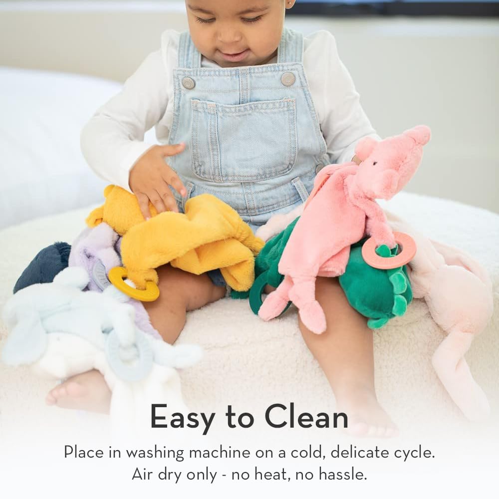 Baby Teether & Plush Lovey by Bella Tunno, Silicone Teether with Animal Snuggle Toy & Sensory Rattle, Teething Relief for Babies 0-6 Months, 6-12 Months, Elephant