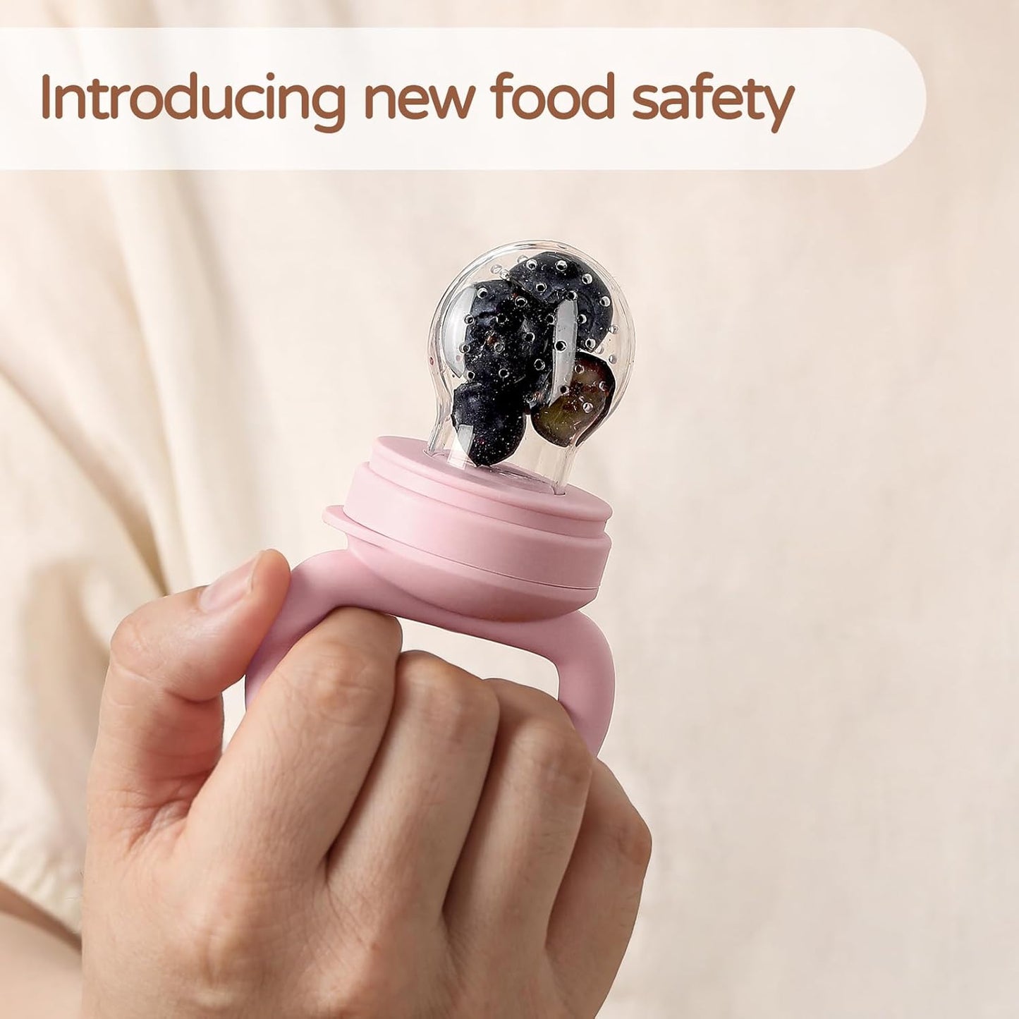 2 Pack Silicone Baby Fruit Feeder with Mini Freezer Tray, Breastmilk Popsicle Molds for Infant Teething Relief, Baby Teethers, Fresh Food Feeder for Safe Infant Self Feeding - Purple