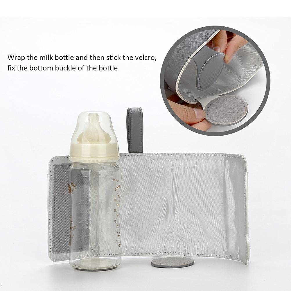 FTVOGUE Bottle Warmer Bag 3 Temperature Adjustable Portable Baby Bottle Warmer for Connecting to Mobile Power (Black #40)