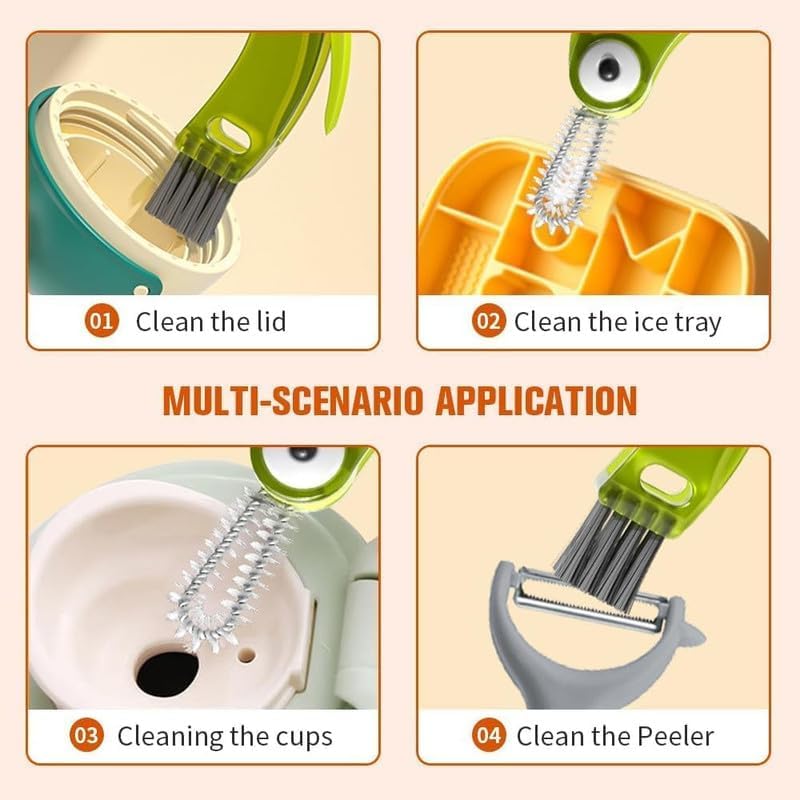 4 in 1 Cup Lid Cleaning Brush Set for Baby Bottle Gap, Tight Spaces - Multifunctional Portable Cleaner for Crevices (Blue)