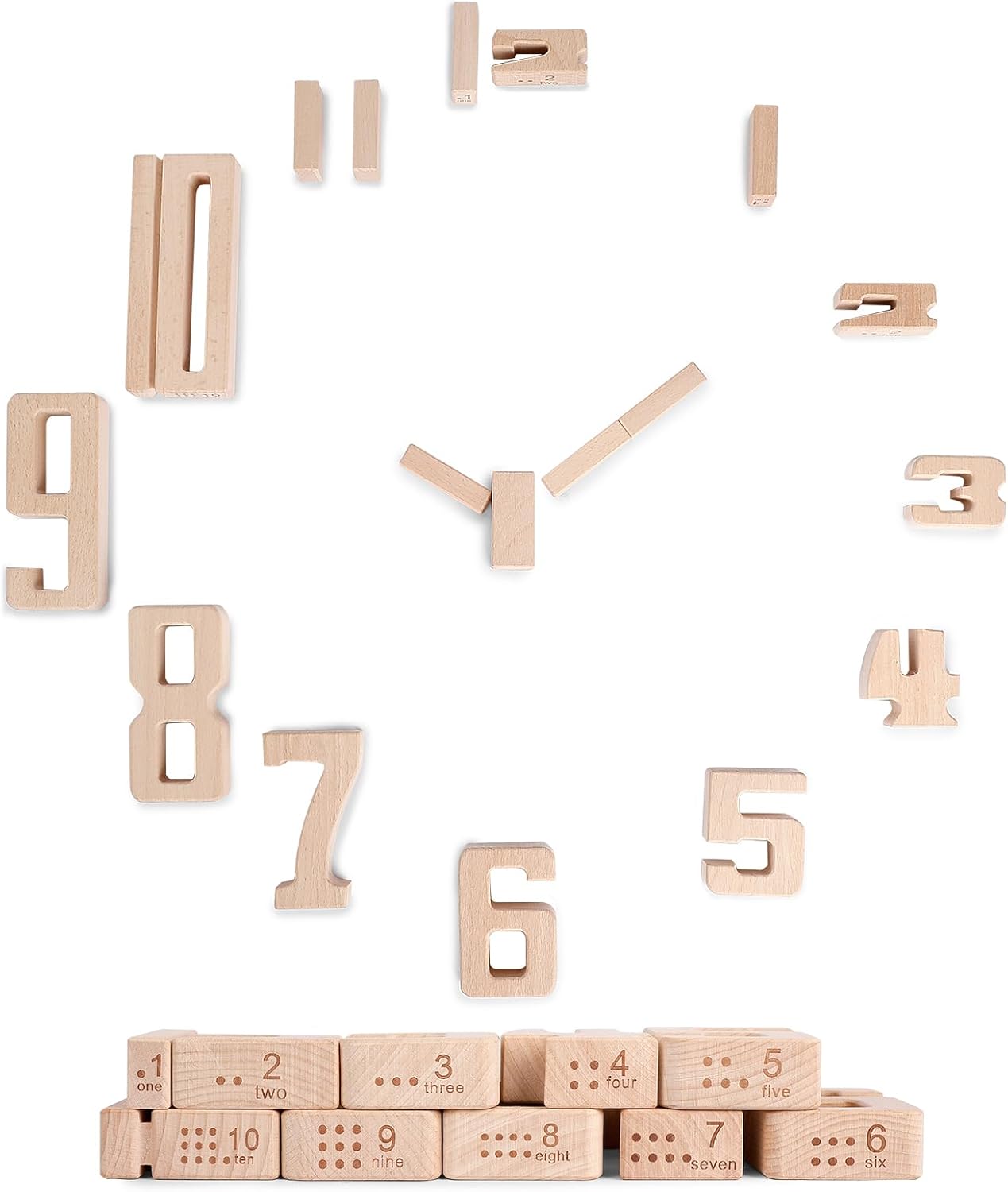 Wooden Number Building Blocks, Large Digit Blocks 1-10, 32 Pcs Math Blocks Number Toys for Kids, Educational Blocks for Toddlers, Toys to Learn Numbers for 3 Year Olds +