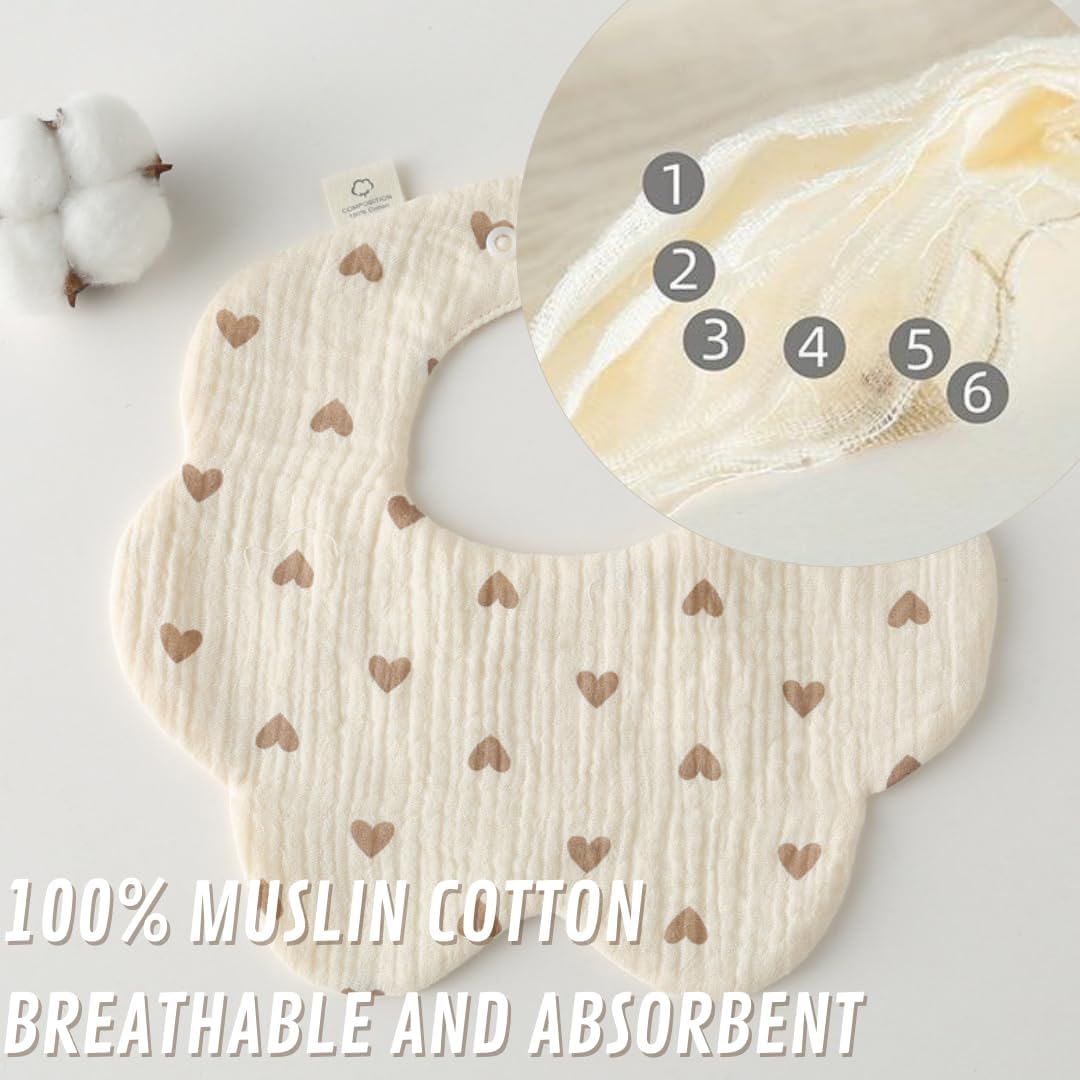 4 Pack Baby Bandana Bibs - Super Absorbent for Drooling & Teething - Soft, Flower Shape (0-24 Months)