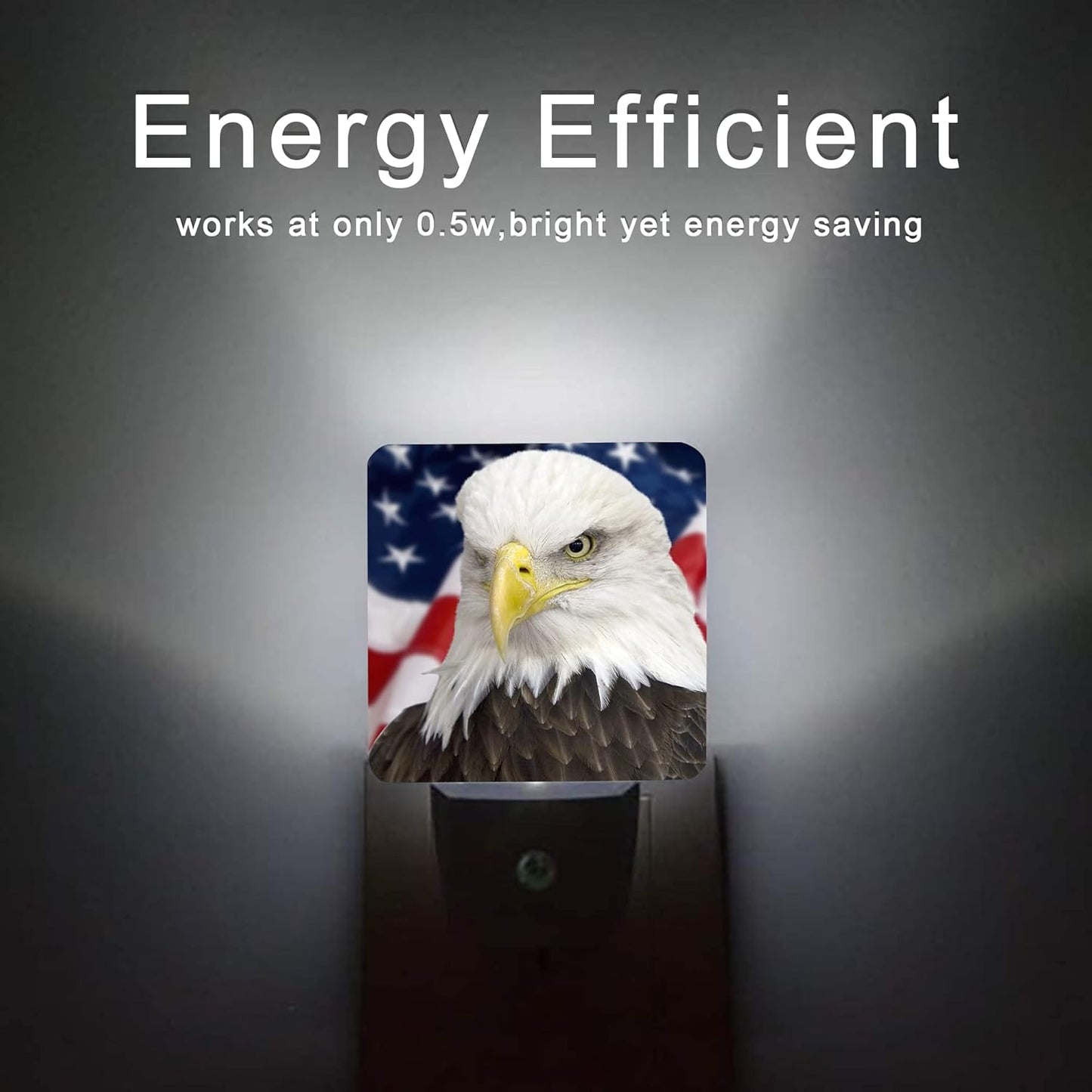 American Flag Night Light,Eagle Night Lights 0.5W Sleep Friendly for Boys Girls Led Lamp Dusk to Dawn Sensor Nightlight for Stairway/Hallway/Kitchen