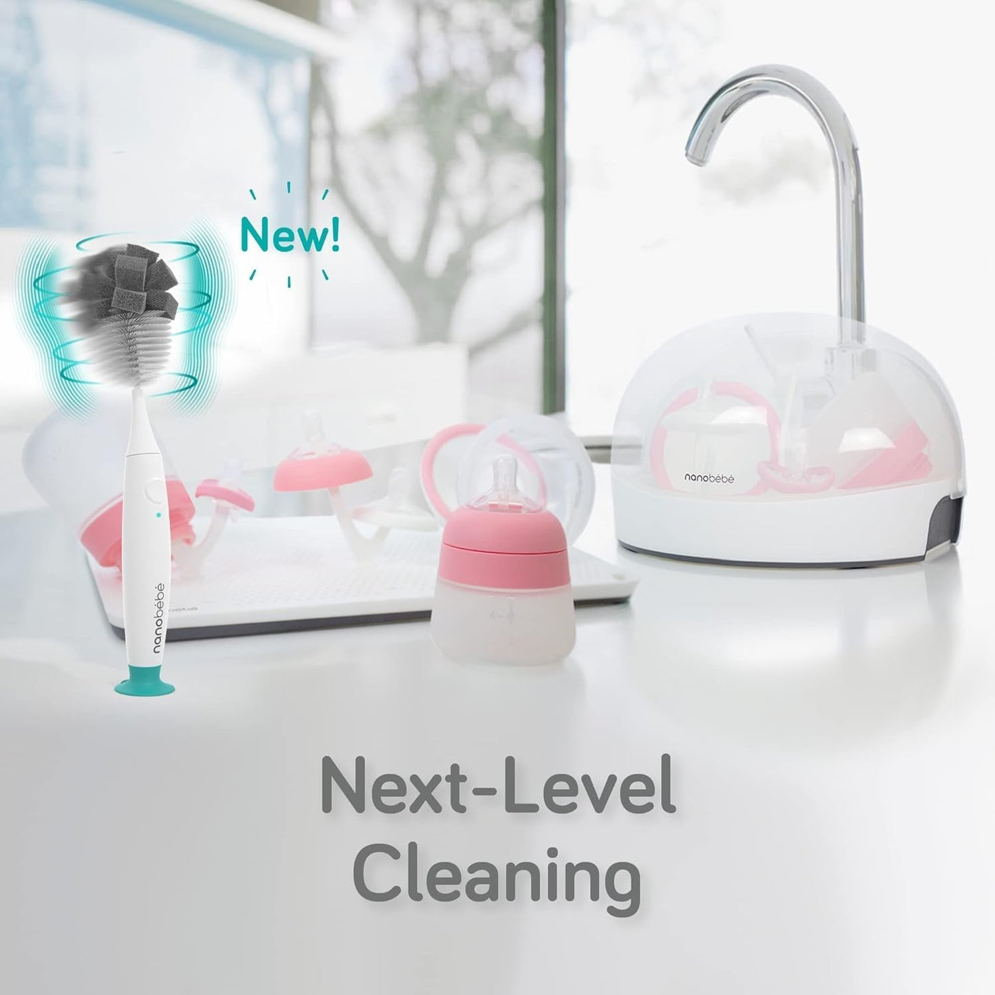 Nanobebe Flexy Silicone Baby Bottle, Anti-Colic, Natural Feel, Non-Collapsing Nipple, Non-Tip Stable Base, Easy to Clean 3-Pack, Pink, 5 oz