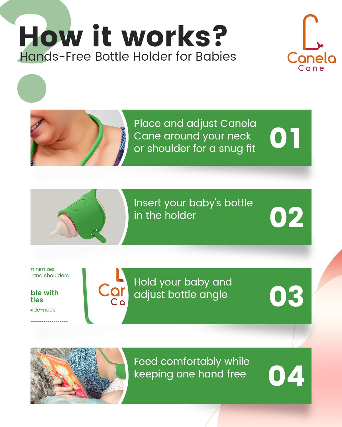 Adjustable Baby Bottle Support – Assist Feeding Tool for Parents, Non-Slip & Ergonomic Design, Fits Standard & Wide-Neck Bottles(Green)