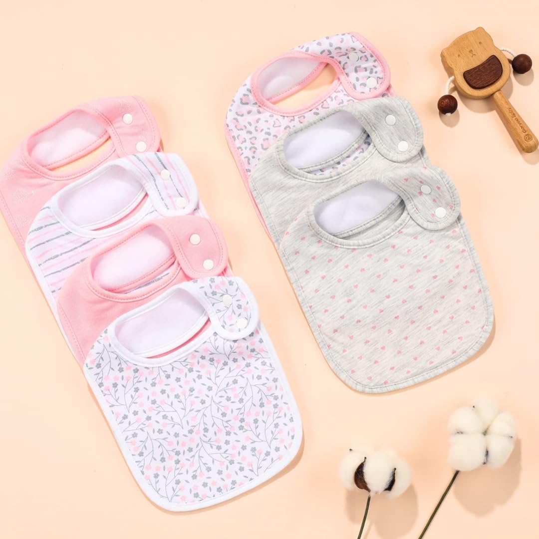 7 Pack Baby Cotton Absorbent Bibs for Drooling Teething
