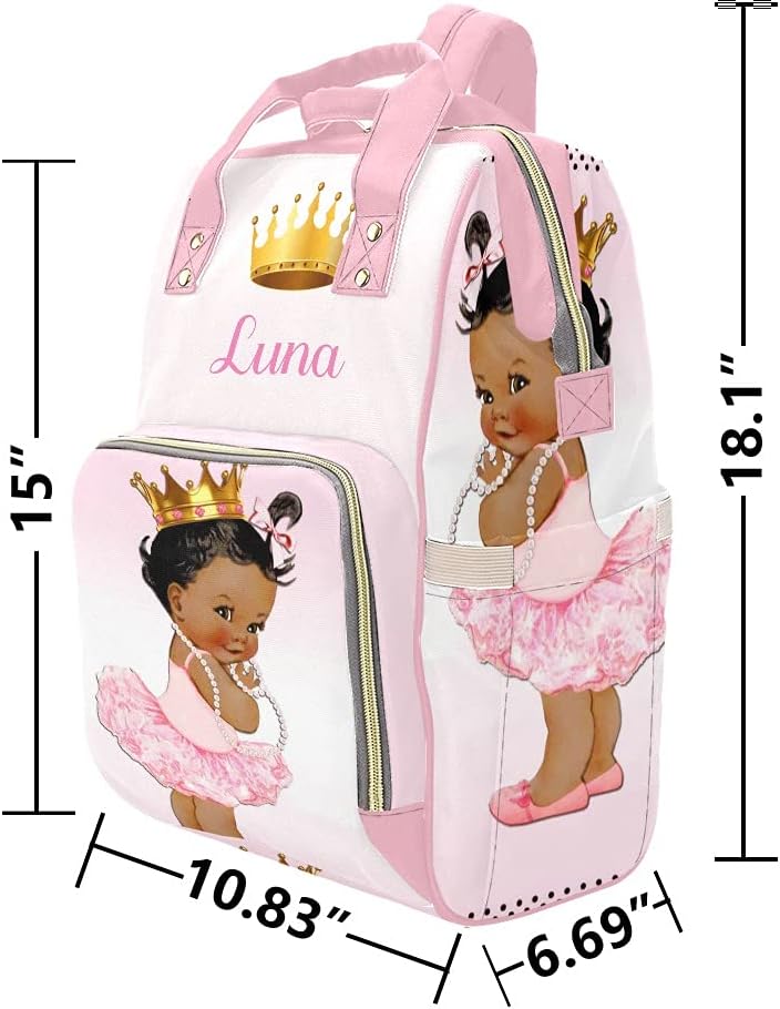 Pink Cute Golden Hat Girl Diaper Bags with Name Waterproof Mummy Backpack Nappy Nursing Baby Bags Gifts Tote Bag for Women One Size