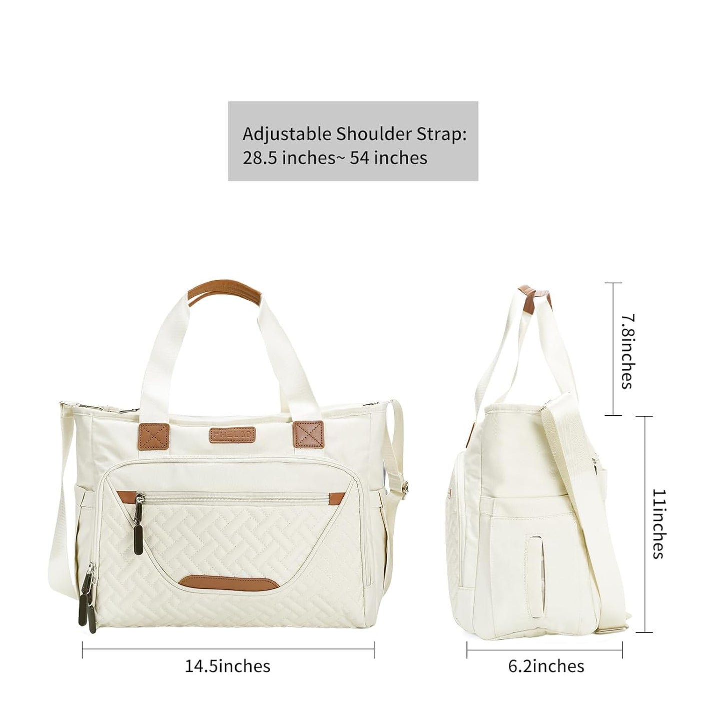 Tote Diaper Bags, Baby Diaper Handbag with 15.6 Inch Laptop Compartment, Travel Diaper Bag with Insulated Pocket Ideal for Baby Registry (Beige)