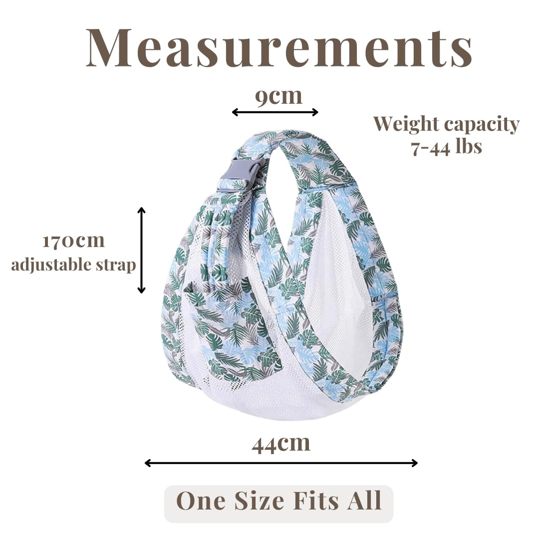Baby to Toddler Sling Carrier, Toddler Carrier 25-60 lbs โ Baby Travel Essential, Adjustable Mesh Sling with Secure Safety Buckle & Comfortable Hold with One Hand Support โ Tropical Blue