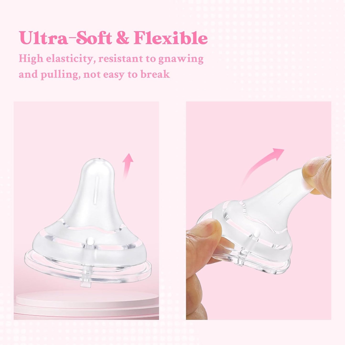 LittleForBig Silicone Soft Touch Adult Bottle Nipples Replacement Teat Compatible with LittleForBig Bottles - Textured Surface 3-Pack