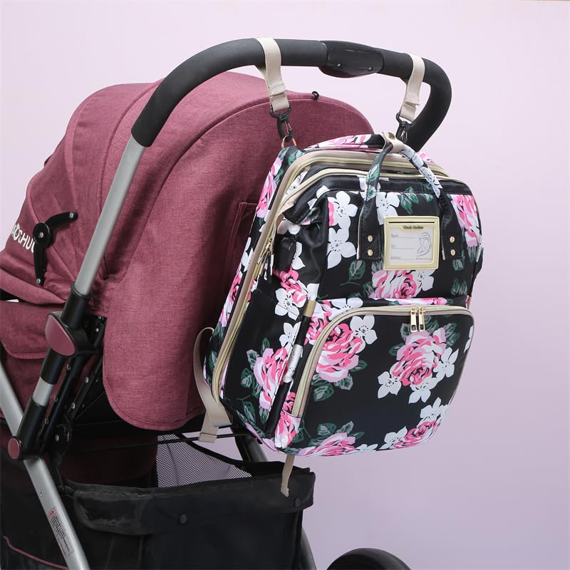 Diaper Bag Backpack with Changing Station, Foldable for Bady Toddler, 3 in 1 Large Capacity Newborn Essentials Organizer with Stroller Hook for Girls and Boys(Blue)