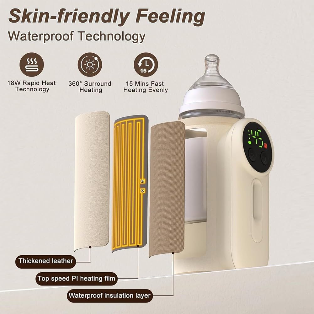 Portable Milk Heater for Babies 8000 mAh USB Baby Bottle Warmer for Different Bottle Shapes