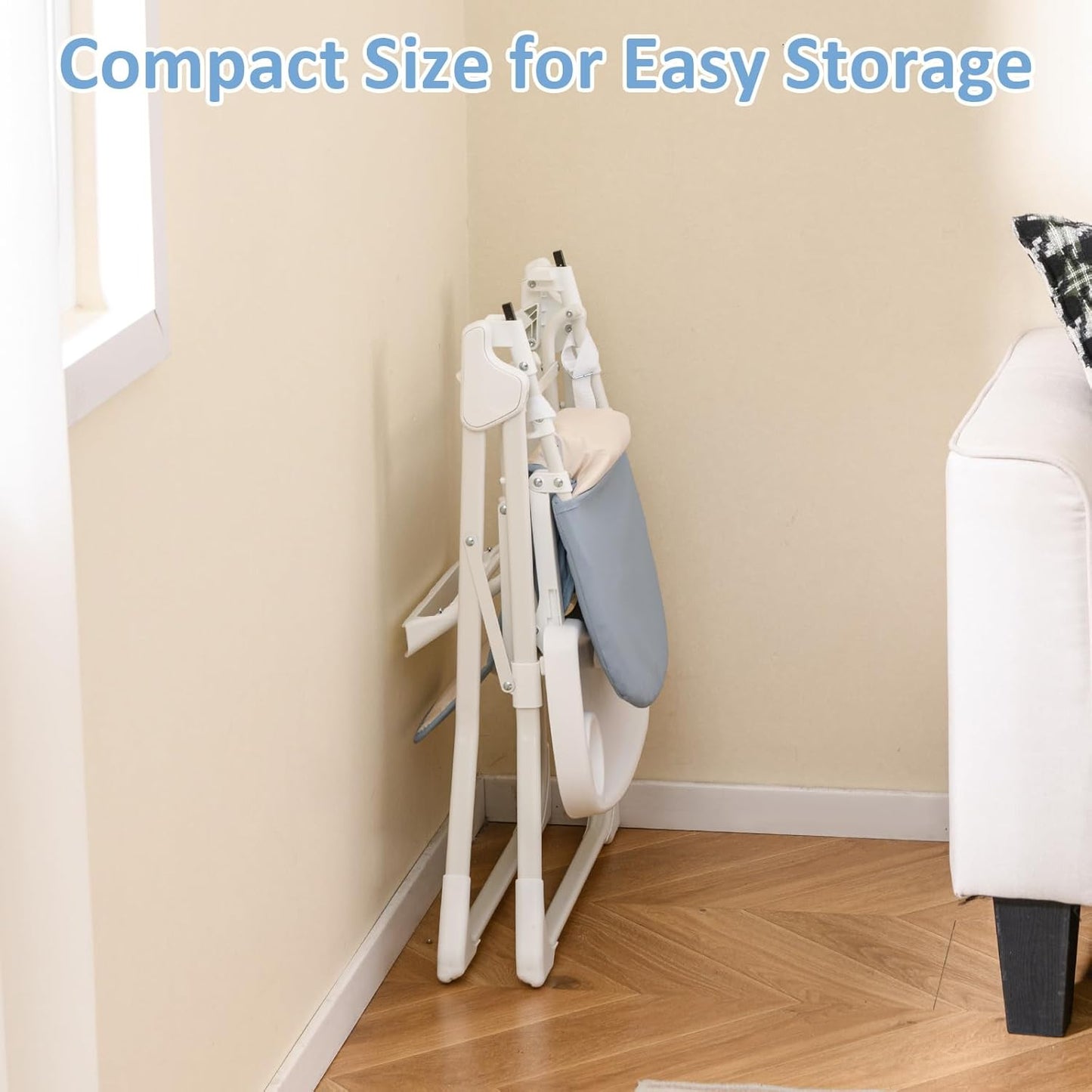 INFANS Baby High Chair, Quick Folding Portable Highchair for Babies and Toddlers with Adjustable Footrest Removable Dishwasher Tray PU Seat, Compact Highchairs for Baby Age 6-36 Months (Blue)