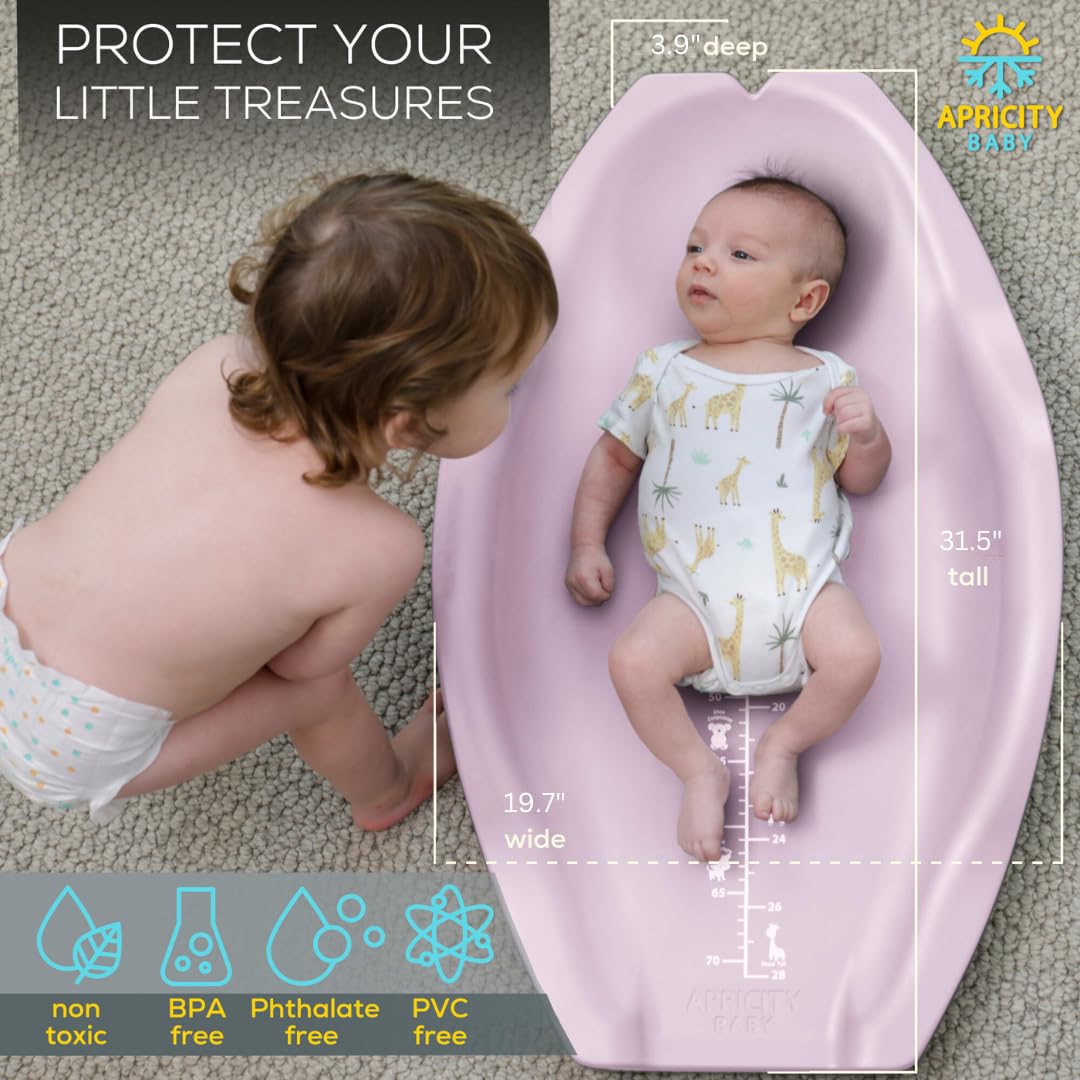 Apricity Baby Diaper Changing Pad – Waterproof Wipe-Clean Foam Changing Mat with Raised Sides, Non-Slip Base & Portable Design, Extra-Large 31.5” × 19.7” for Newborn to Toddler (Pink)