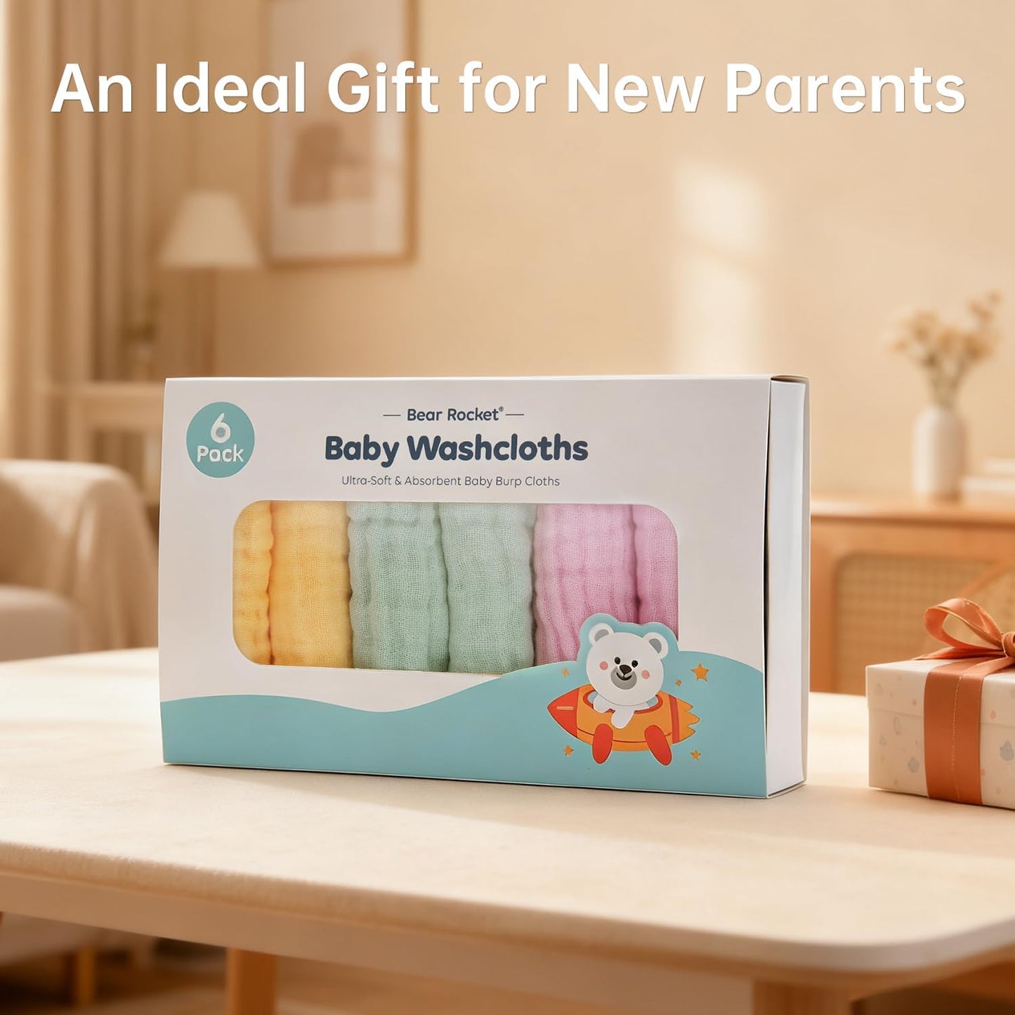 Organic Muslin Baby Washcloths 6 Pack Baby Bath Face Towel 12x12 Inch Extra Absorbent and Soft Burp Cloth and Wash Cloths for Newborn-Infants On Sensitive Skin (Yellow Green Pink)