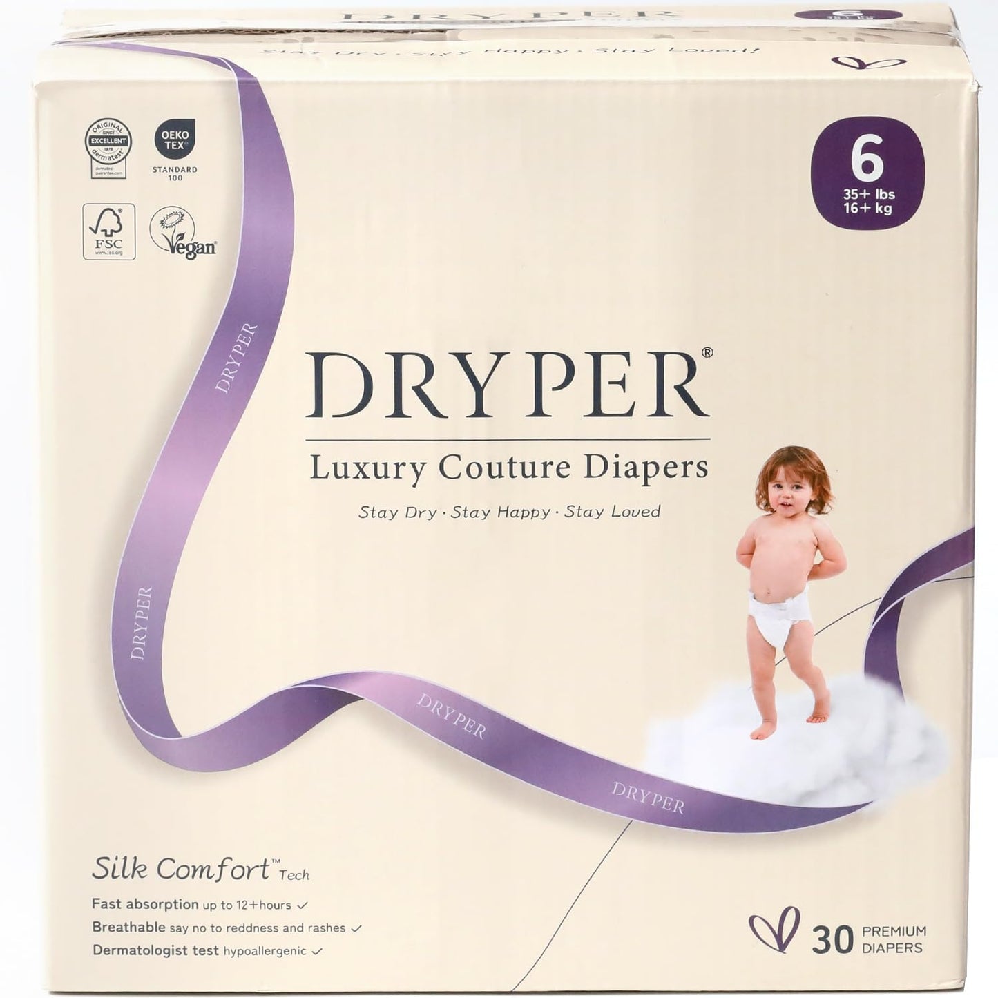 Baby Nappies - Size 6 (16kg+ / 35+ lbs), 6 x 5 Nappies (30 Total), Ultra Soft Nappies Super Absorption Core Disposable Baby Diapers
