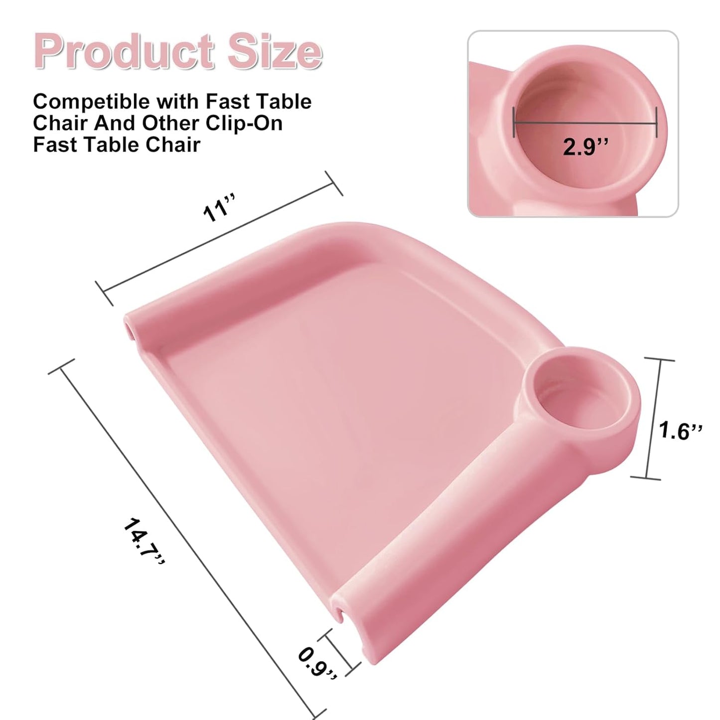 Silicone Baby Dining Tray Compatible with Inglesina Fast Table Chair and Hooked High Chair Easy to Carry Set Up & Clean BPA-Free Great for Developing Your Baby's Independent Eating Skills (Pink)